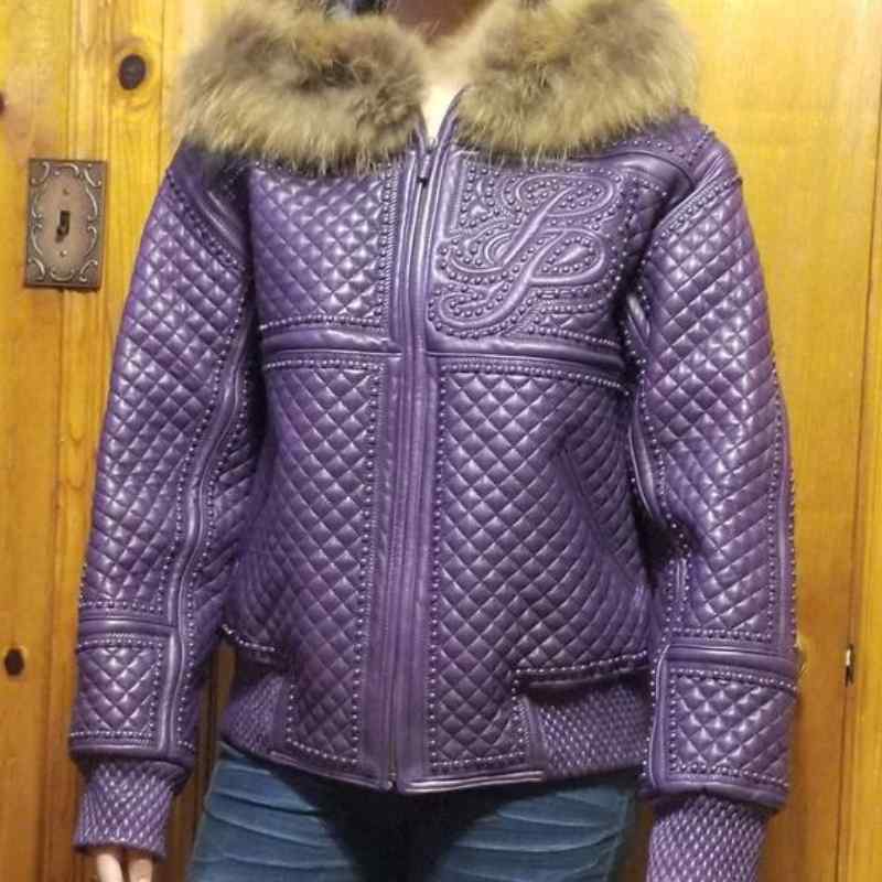 Pelle Pelle Purple Leather Hooded Jacket image 0