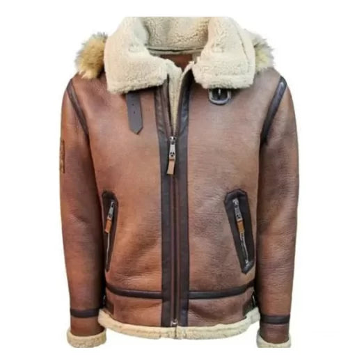 Top Gun Premium Wool Blend Shearling Leather Jacket image 0