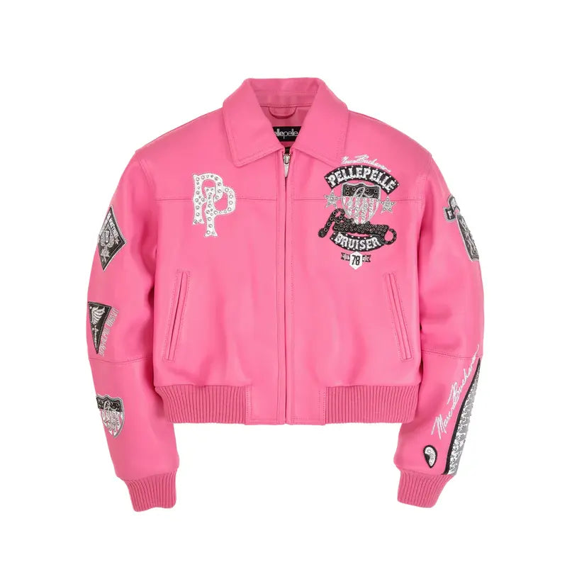 Pelle Pelle American Bruiser Plush Womens Crop Jacket – Pink image 0