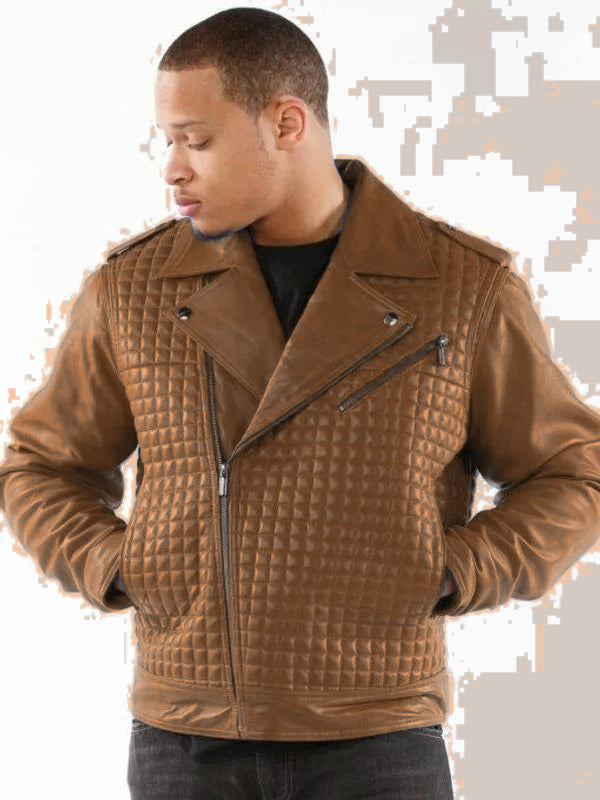 Pelle Pelle Houndstooth Dark Brown Biker Jacket image 0