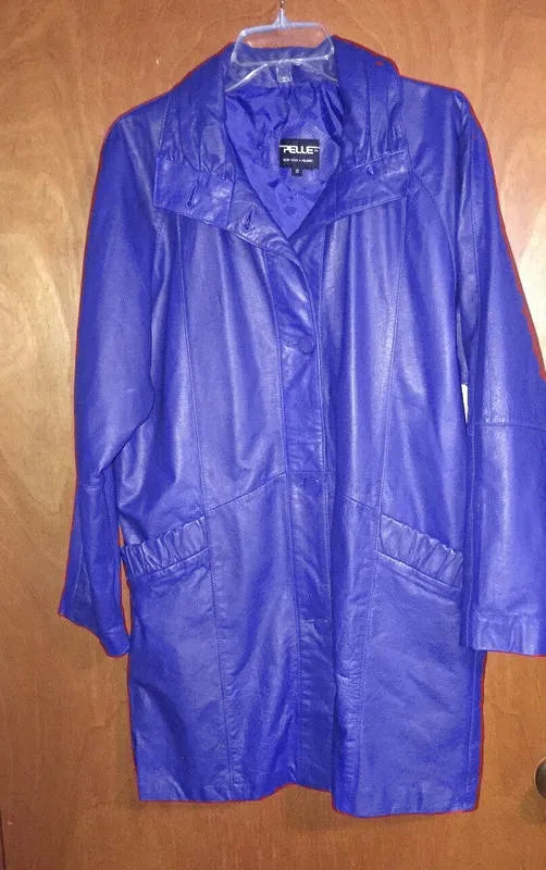 Pelle Pelle Womens Blue Long Leather Coat image 0