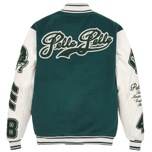 Men Pelle Pelle Green Varsity Jacket image 1