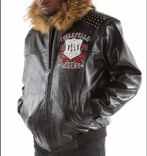Black Red Pelle Pelle Live Like A King Studded Jacket image 1