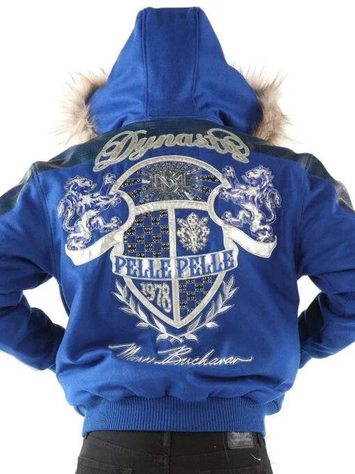 Pelle Pelle Dynasty Blue Fur Hood Wool Leather Jacket image 1