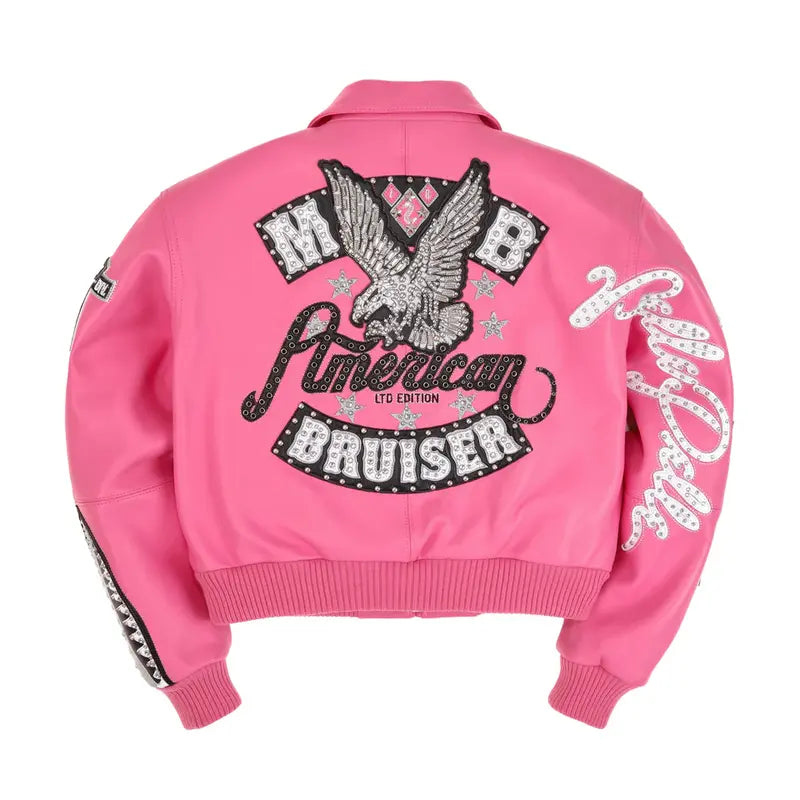 Pelle Pelle American Bruiser Plush Womens Crop Jacket – Pink image 1