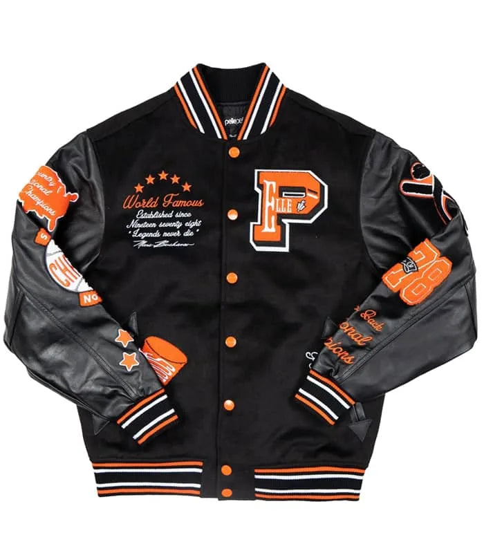 Pelle Pelle World Famous Black Wool and Leather Varsity Jacket image 0