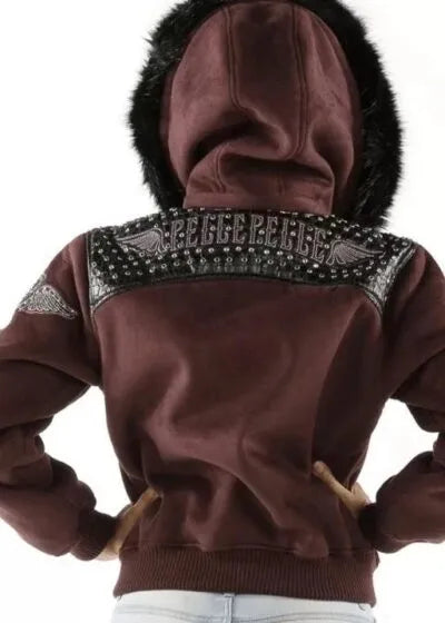 Maroon Pelle Pelle Airborne Shearling Hoodie Jacket image 0