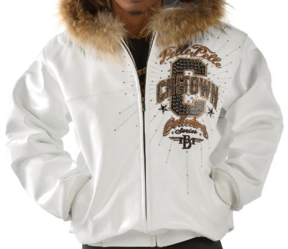 Pelle Pelle Chi-Town White Jacket Fur Collar image 1