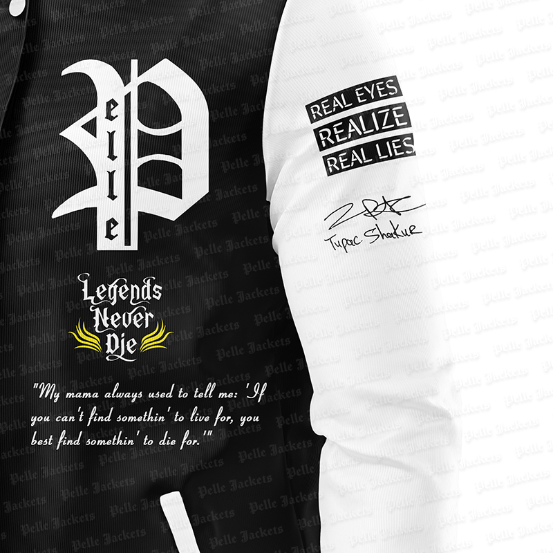 Tupac Legends Never Die Black Varsity Jacket image 4