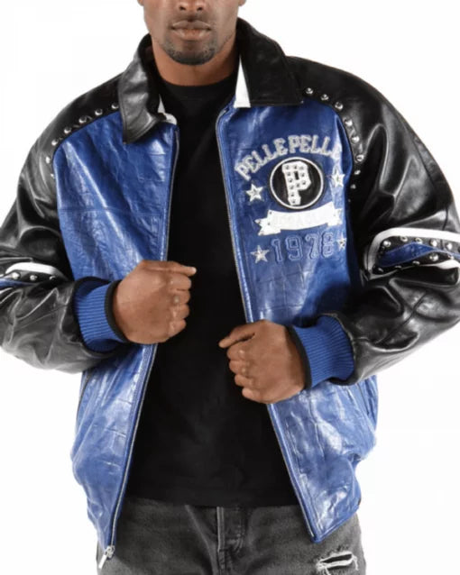 Pelle Pelle Soda Club Blue & Black Leather Jacket image 0