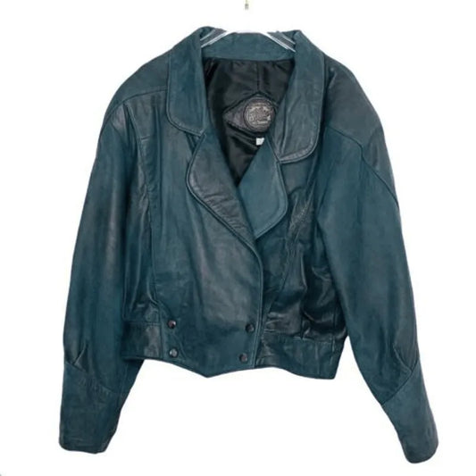 Vintage Pelle Pelle Teal Leather Jacket image 0