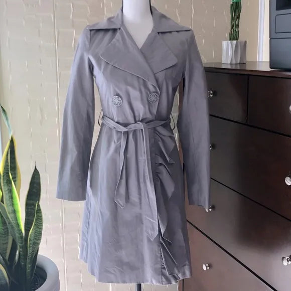 Pelle Pelle Womens Gray Long Trench Coat image 0