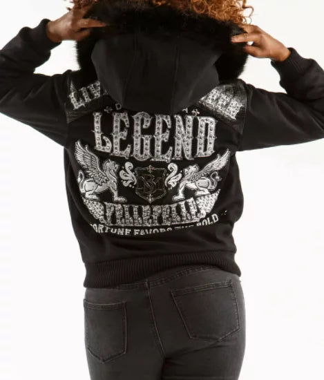 Black Pelle Pelle Fur Hood Live Like a Queen Wool Jacket image 0