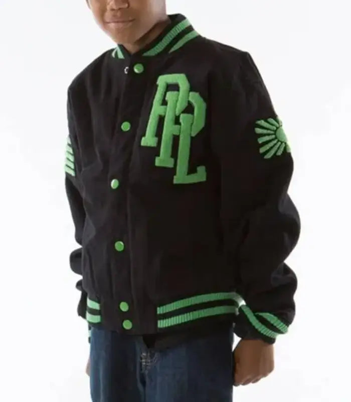 Pelle Pelle Green Black Kids Varsity Wool Jacket image 0