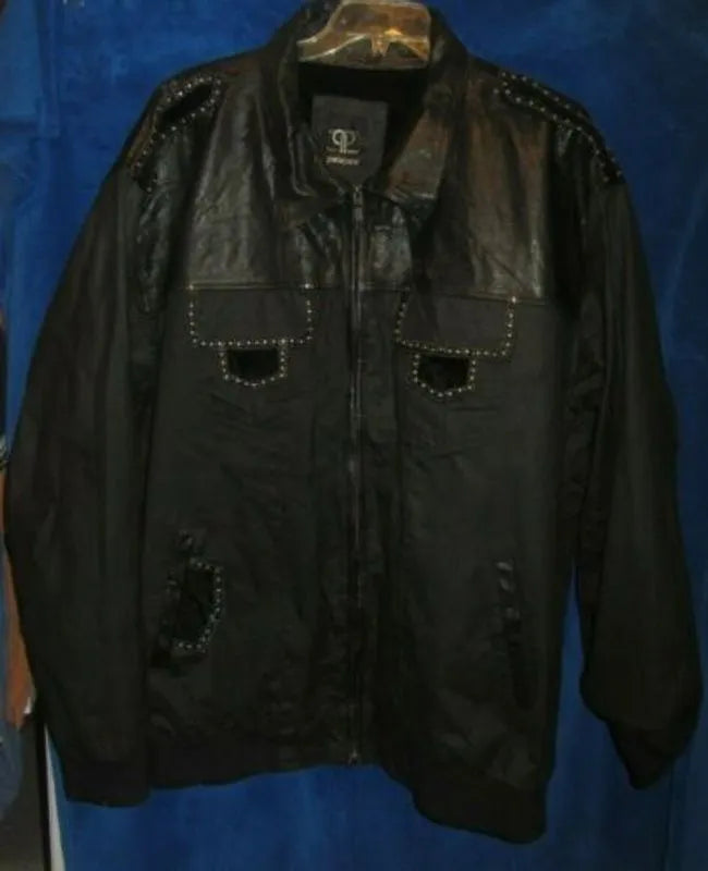 Pelle Pelle Vintage Black Studded Full-Zip Jacket image 0