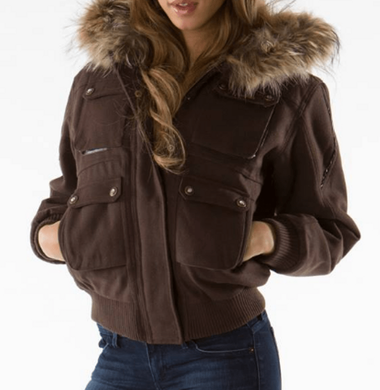Pelle Pelle Hooded Fur Dark Brown Cropped Jacket image 0