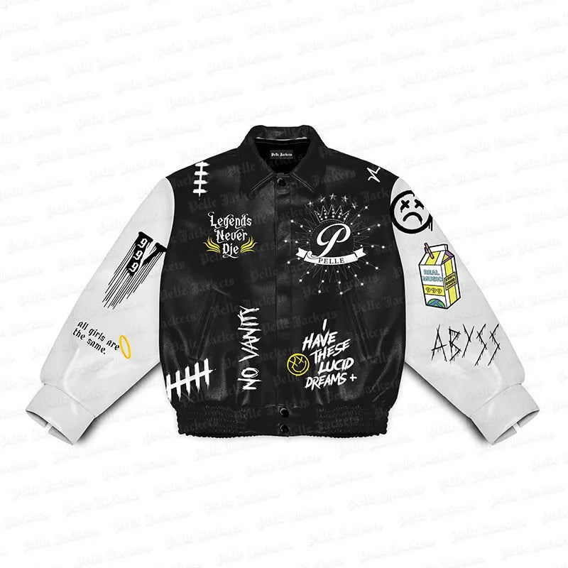 Juice WRLD Legends Never Die Black & White Varsity Jacket image 0