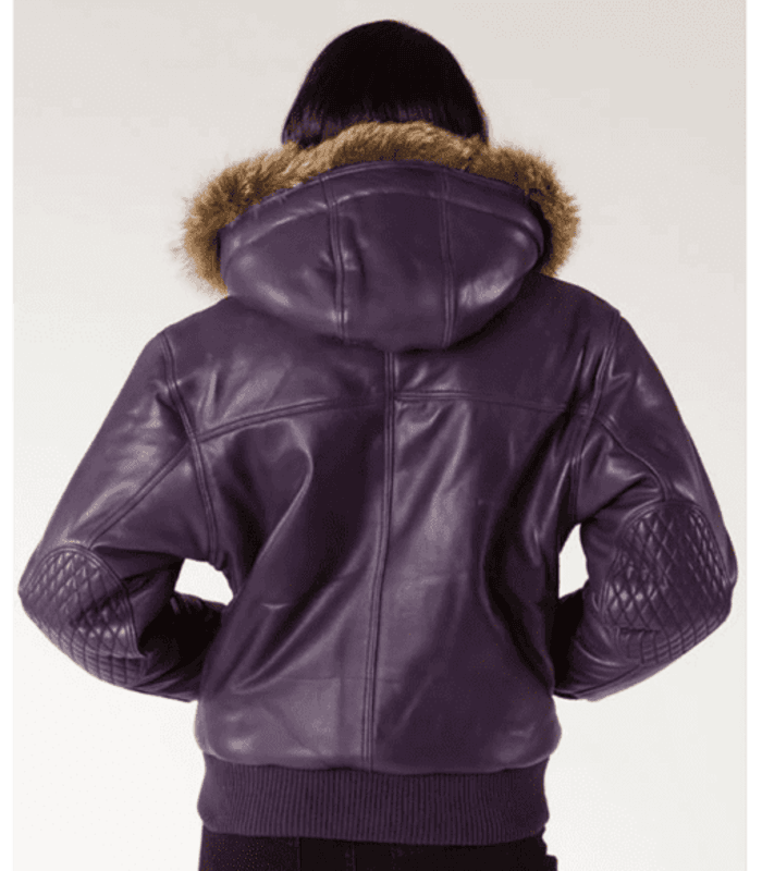 Pelle Pelle Quilted Purple Leather Jacket | Fur Hood Jacket image 1