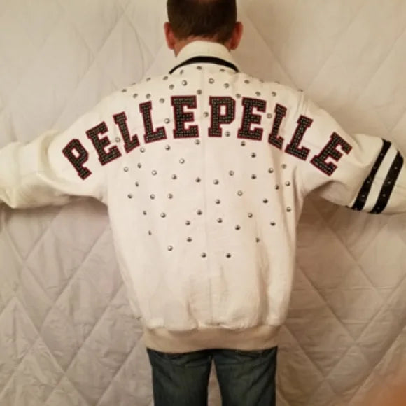 Men’s Pelle Pelle White Studded Leather Jacket image 1
