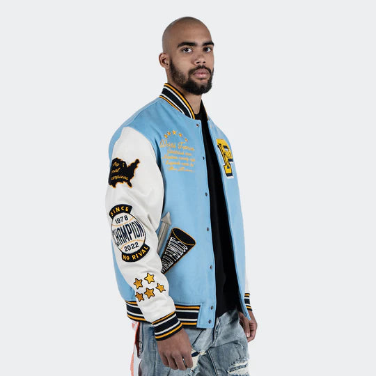 Men’s Pelle Pelle Wool Varsity Jacket Light Blue image 3
