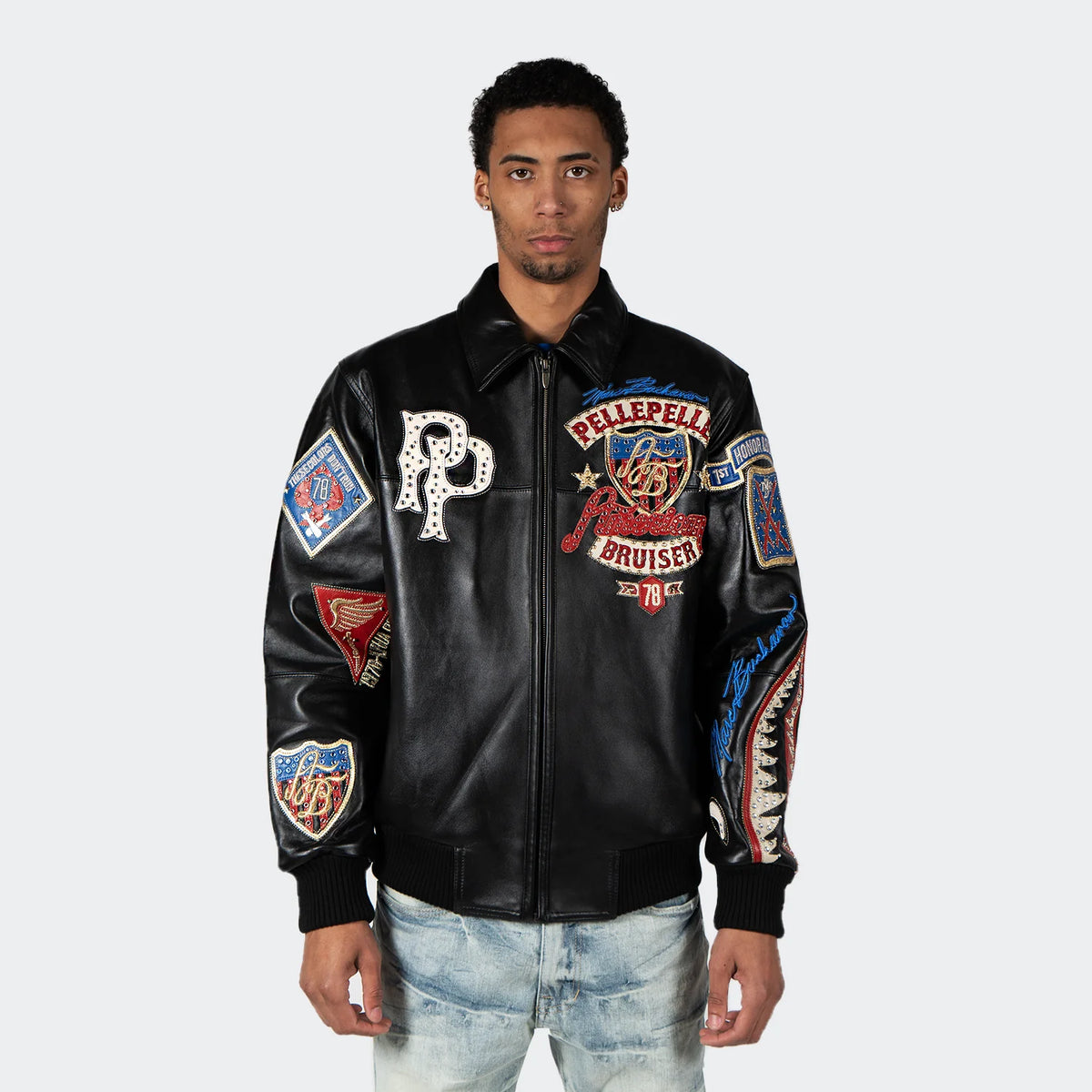 Men’s Pelle Pelle American Bruiser Leather Jacket Black image 0