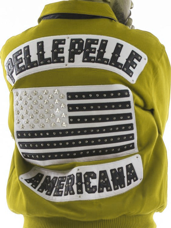 Pelle Pelle Mens Light Green Americana Wool Bomber Jacket image 0