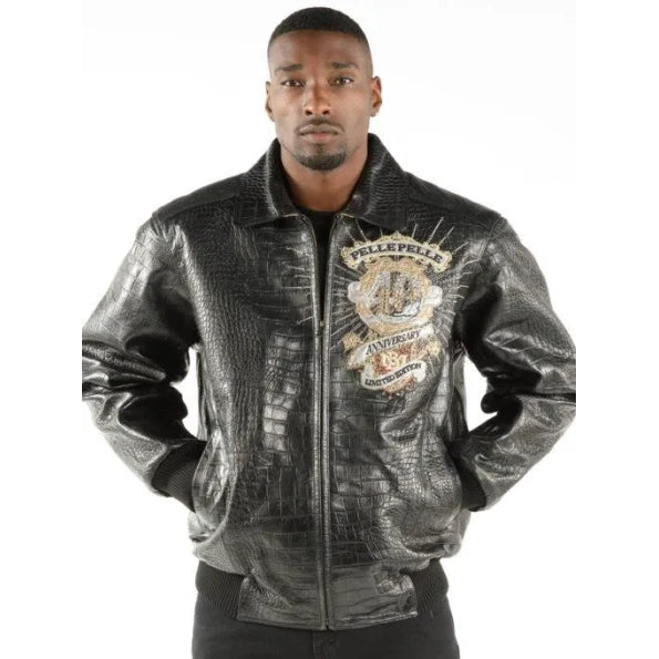 Pelle Pelle Mens 40th Anniversary Black Leather Jacket image 1