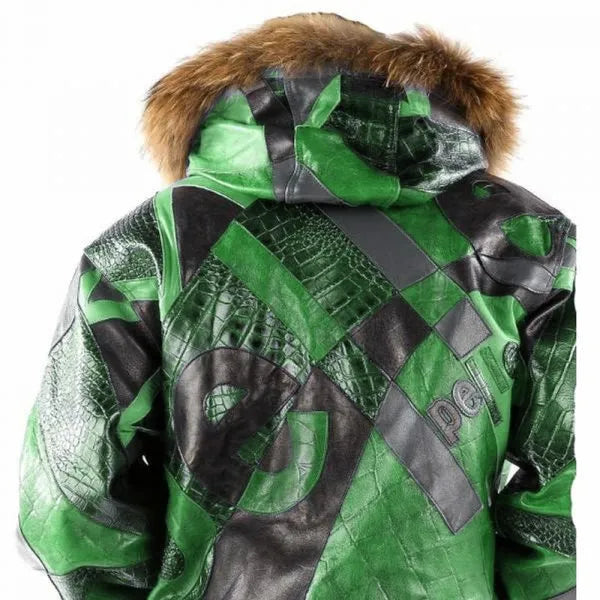 Abstract Pattern Pelle Pelle Leather Green Jacket image 0
