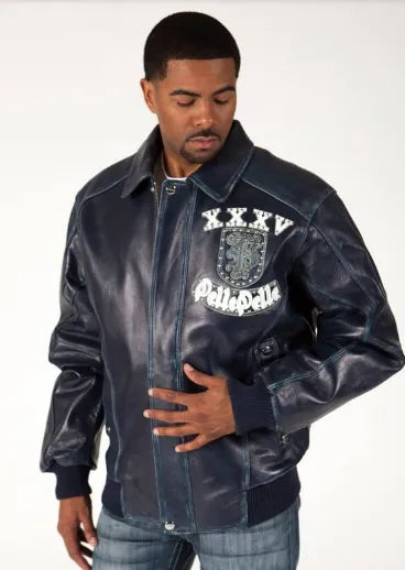Pelle Pelle Born to Rebel Navy Abrasion Mens Jacket image 1