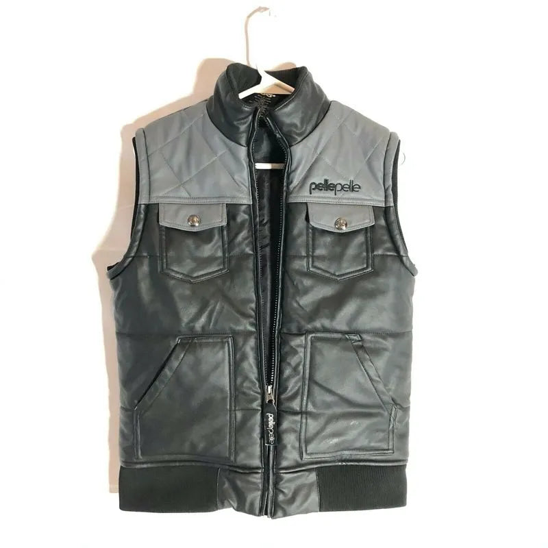 Pelle Pelle Womens Black Embroidered Zip Vest image 0