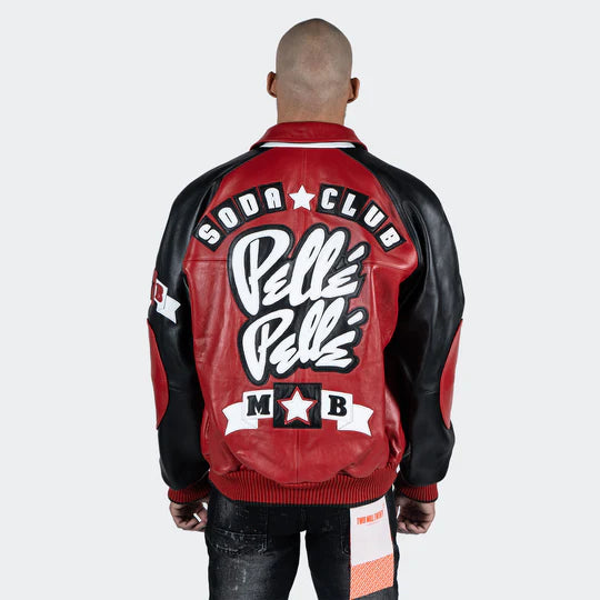 Men’s Pelle Pelle Original Soda Club Leather Jacket Red Black image 2
