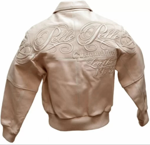 Light Pink Pelle Pelle Embroidered Leather Jacket image 0