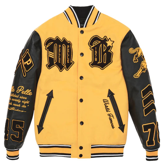 Men Pelle Pelle Yellow Varsity Jacket image 0