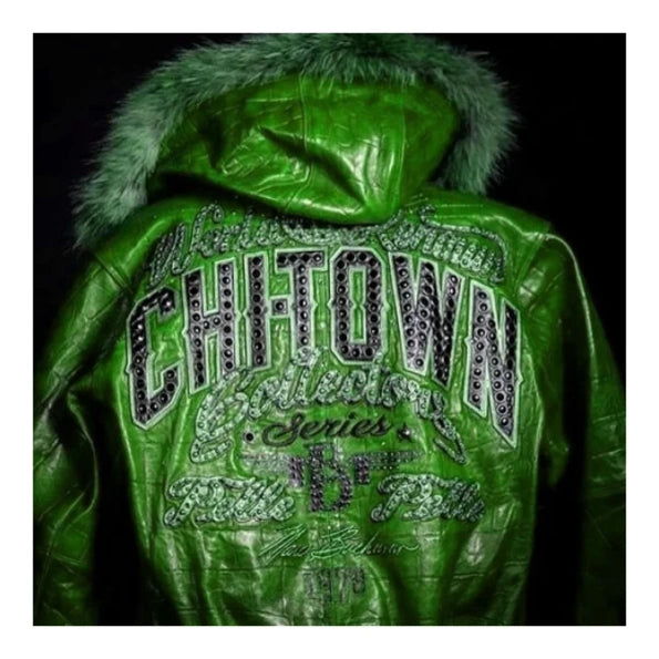 Fur Hood Pelle Pelle Green Chi-Town Jacket image 1