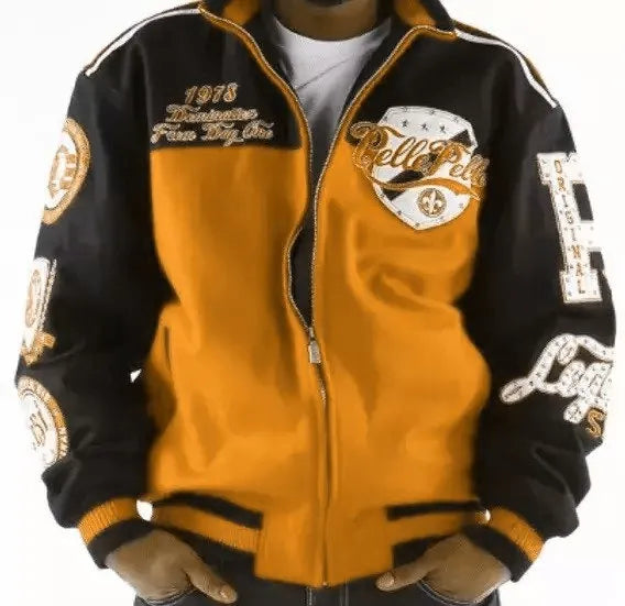 Pelle Pelle World Mustard and Black Varsity Jacket image 0