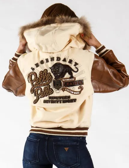 Pelle Pelle Cream Color Fur Hooded Wool Jacket image 1