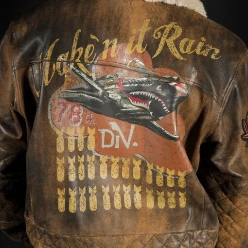 Pelle Pelle Mens Make’n It Rain Brown Bomber Leather Jacket image 3