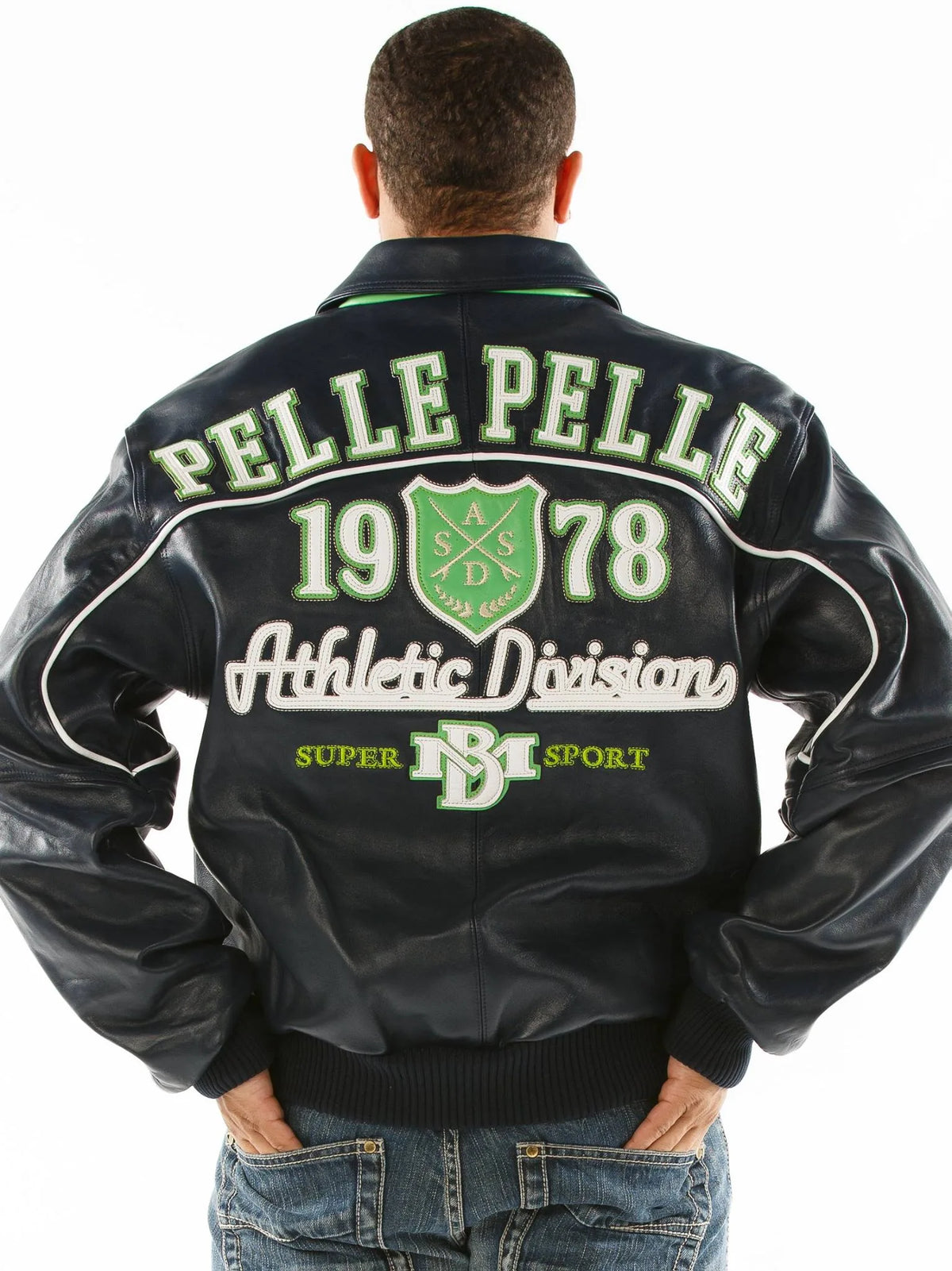 Pelle Pelle Athletic Division Navy Blue Leather Jacket image 0