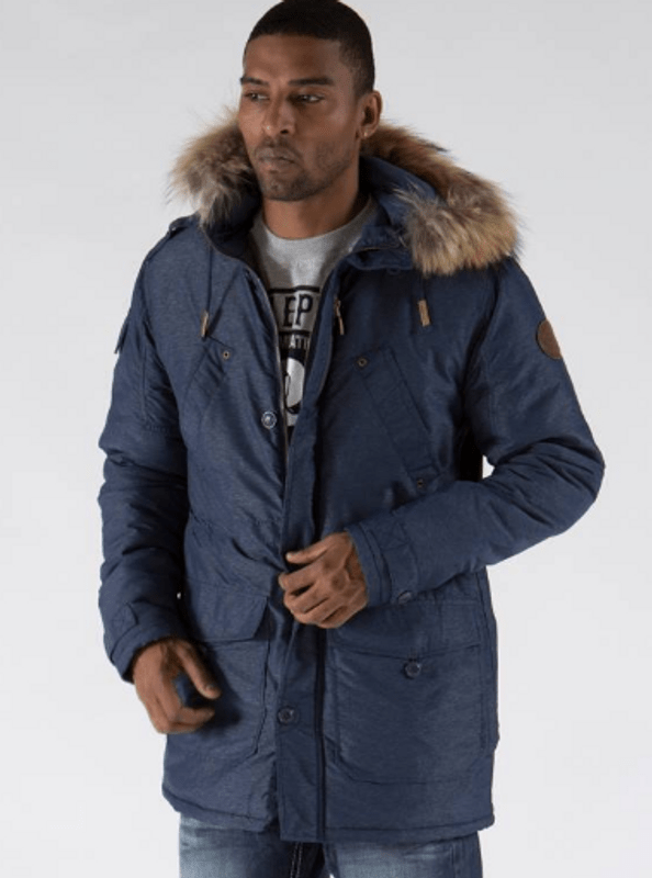 Pelle Pelle Fur Hood Snorkel Blue Nylon Jacket image 1