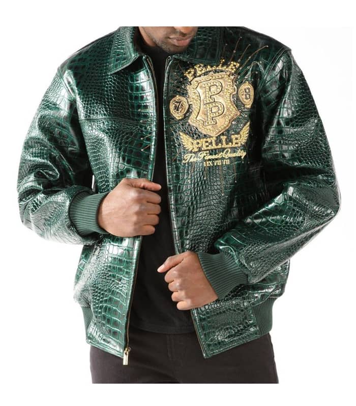 Pelle Pelle Mens Eye On The Prize Green Leather Jacket image 0