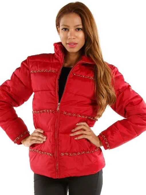 Pelle Pelle Womens Chain Bubble Red Puffer Jacket image 0