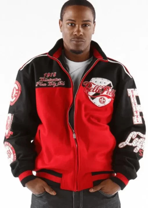 Pelle Pelle World Red And Black Varsity Jacket image 0
