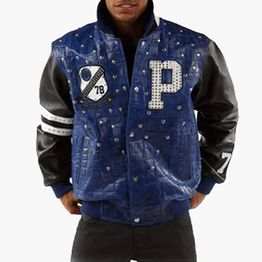 Pelle Pelle Letterman – Medium Blue Large Croc image 0