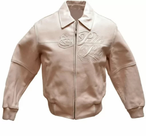 Light Pink Pelle Pelle Embroidered Leather Jacket image 1