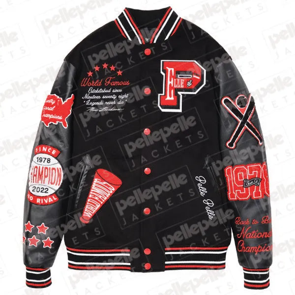 Pelle Pelle Varsity New Black and Orange Jacket image 0