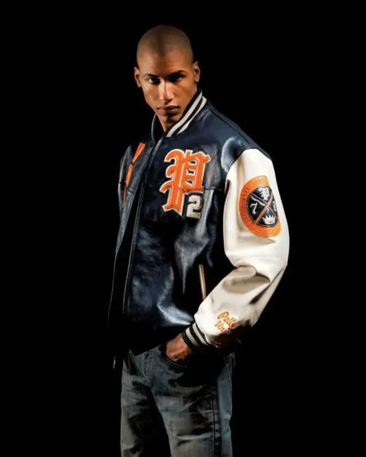 Bold Pelle Pelle Blue Leather Varsity Jacket image 0