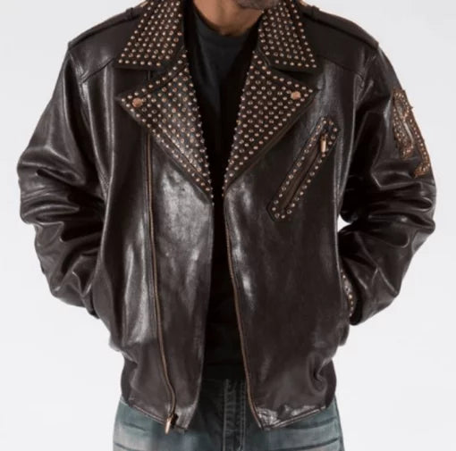Pelle Pelle Dark Brown Studded Biker Jacket image 0