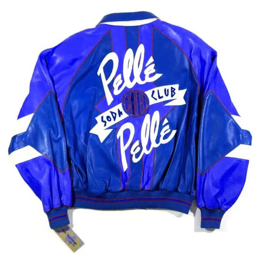 Early 90S Vintage Pelle Pelle Leather Soda Club Blue Jacket image 0