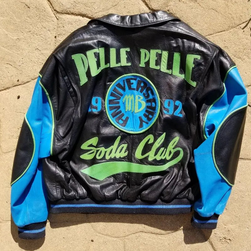 Vintage Pelle Pelle Mens Anniversary Soda Club 1992 Leather Jacket image 0