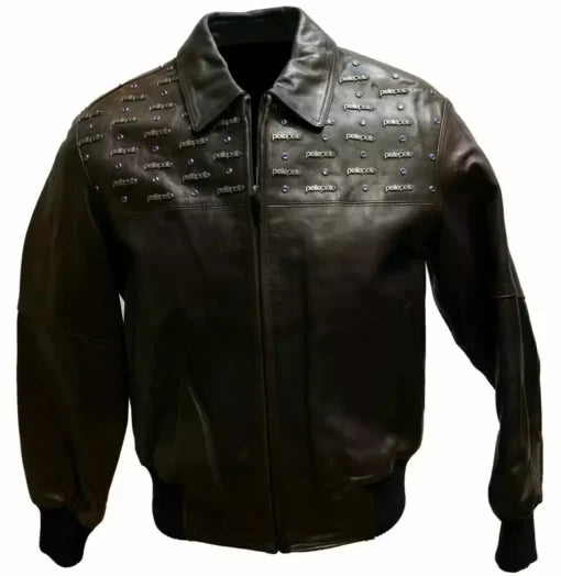 Brown Pelle Pelle Emblem Leather Jacket image 0